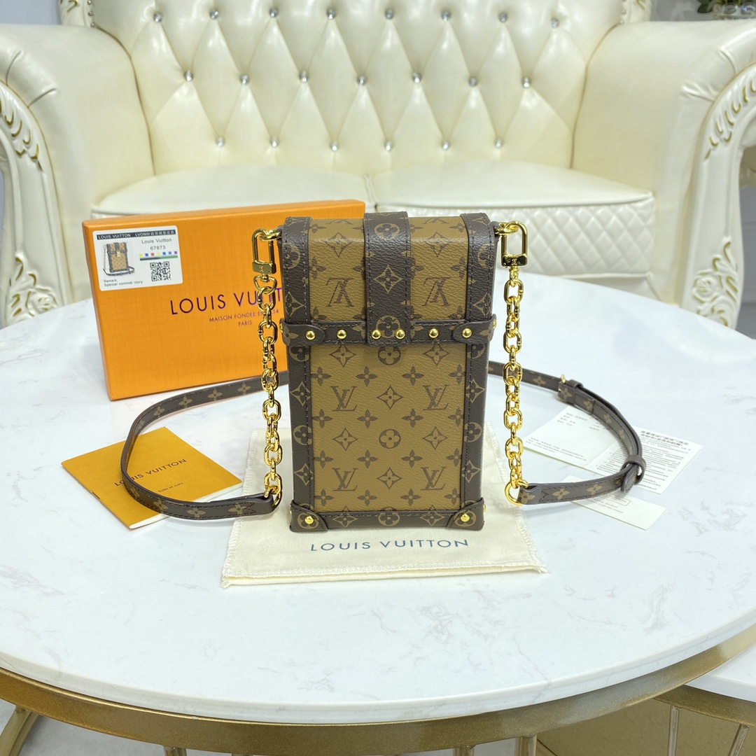 Louis Vuitton VERTICAL TRUNK POCHETTE Mini Bag Monogram M67873 